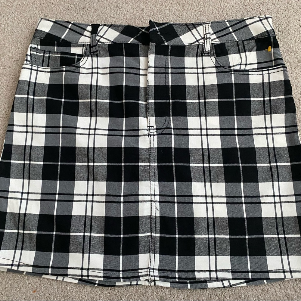 Indigo rising plaid skirt 32” waist